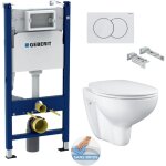 Geberit - pack wc bati - support duofix + wc grohe bau ceramic + abattant softclose + plaque blanche ...