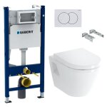 Geberit - pack wc bati - support duofix + wc suspendu vitra integra + abattant en duroplast + plaque ...