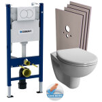 Pack wc bati - support geberit wc sans bride vitra normus spinflush + abattant softclose + plaque blanche ...