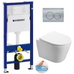 Geberit - pack wc bati - support + wc swiss aqua technologies infinitio sans bride + plaque delta20 chrome ...
