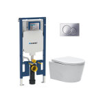 Pack wc bati - support geberit extra - plat + wc sans bride swiss aqua technologies + abattant softclose ...