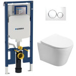 Geberit - pack wc bati - support + wc swiss aqua technologies sans bride + plaque blanche (slim - infinitio ...