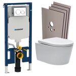 Pack wc bati geberit extra - plat + wc swiss aqua technologies sans bride + abattant + plaque + habillage ...