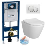 Pack wc bati - support geberit wc vitra integra fixations invisibles + abattant softclose + plaque blanche ...