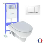 Geberit - pack wc suspendu sans bride renova avec abattant dclipsable + bati support + plaque sigma30 ...