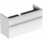 Keramag - geberit smyle square - meuble pour lavabo, 118x47x62 cm, 2 tiroirs, blanc brillant / blanc ...