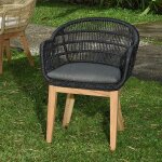 Gecko outdoor - fauteuil en r�sine tress�e noire lounge avec coussin