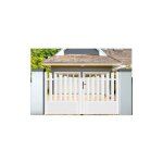 Gefradis - portail battant manuel pvc blanc structure renforc�e h 145 x l 300 alen�on incurv�