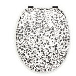 Gelco design - abattant wc granito mdf blanc / noir charni�res m�tal noir