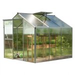 Gfp - serre viola cadre alu 222x223 cm, panneaux double paroi 6 mm, avec ouverture automatique de fentres ...