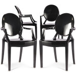 Privatefloor - lot de 4 chaises de salle  manger - transparentes - design avec accoudoirs - louis xiv ...