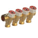 Giacomini - collecteur sanitaire arriv�e 20x27 m�le / femelle et 4 piquages 15x21 avec vanne int�gr�e ...