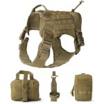 Gilet tactique pour chien(marron)taille l , gilet tactique pour chien de service, patrouille militaire ...