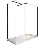 Giorgy - paroi de douche angulaire type walk - in 8mm avec verre transparent cadre noir mat 80x80