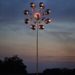 Girouette �olienne venti en m�tal peint bronze globe solaire lumineux verre craquel�