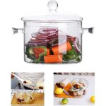 Glass cooking pot - 2l / 67oz glass saucepan heat - resistant borosilicate glass handmade cookware set ...