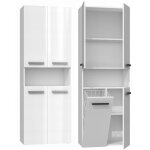 Hucoco - glaze armoire de salle de bain avec porte + panier style moderne 174x60x30 cm colonne salle ...