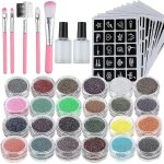 Crea - glitter tattoo set - 24 tubes de paillettes, 125 pochoirs, 2 colles et 5 pinceaux