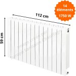 Global radiatori - radiateur aluminium horizontal h. 59 x 112 cm vip 500 deville 1750 w