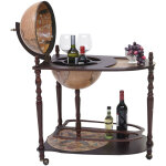Globe terrestre, bar de salon hhg - 7265, minibar roulant, bois d'eucalyptus