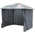 Habrita - foresta - gloriette 4 pentes en aluminium avec rideaux gris anthracite - gl3630al