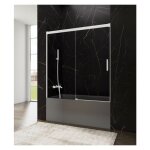 Gme - paroi de douche baignoire basic blanc fixe + coulissant mesure d'installation: 140 - 145 cm
