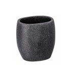 Gobelet salle de bain, porte brosse  dent, puro, polyrsine effet sable, 9, 5x6, 5x9, 4 cm, anthracite ...