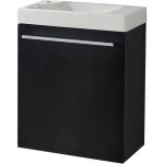 Godart - meuble noir mat solo avec lave - mains pour robinet à gauche Godart - meuble noir mat solo avec lave - mains pour robinet à gauche