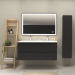 Godart - meuble salle de bain 120 cm - double vasque cramique - noir mat - a suspendre - karaib 2