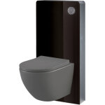 Godart - pack wc suspendu gain de place bti mural verre noir + cuvette sans bride gris mat corolla