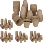 Godets semis, lot de 600, cellulose, h x d 7, 5 x 8 cm, pots de jardinage ronds, petit, nature