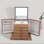 Bote  bijoux vintage  5 couches en bois de cerisier - bote  bijoux pour lunettes de soleil, montres, ...
