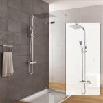 Gojoy - colonne de douche avec thermostat 30 x 30 cm en acier inoxydable - pommeau de douche carr - ...