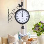 Horloge murale rétro, style antique horloge de gare double face en métal ronde horloge suspendue extérieure ... Horloge murale rétro, style antique horloge de gare double face en métal ronde horloge suspendue extérieure ...