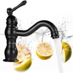 Gojoy - robinet de lavabo r�tro vintage - noir mat - haut - mitigeur monocommande en laiton pour salle ...