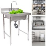 Gojoy - vier de cuisine autoportant �vier en acier inoxydable �vier 1 bassin avec filtre de vidange , ...
