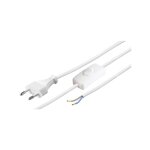 Cordon secteur blanc 1m50 0, 75mm2 2 ples avec interrupteur