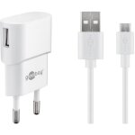 Goobay - charge kit micro - usb (5 w), adaptateur secteur avec c�ble micro - usb 1 m (blanc).