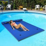 Goplus 270x180cm tapis flottant de piscine en mousse xpe resistant, bouee flottant pour 3 - 5 personnes ...