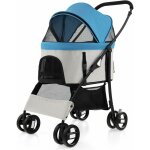 3 en 1 poussette pliable pour chien chat, si�ge amovible, auvent r�glable, entr�e en maille zipp�e, panier ...