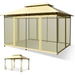 3, 9x2, 9m tonnelle de reception, chapiteau de jardin avec double toit avec moustiquaire detachable et ...