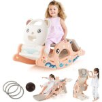Goplus - 4 en 1 toboggan et cheval à bascule multifonctionel avec panier de basket, jeu de lancer d'anneaux, ... Goplus - 4 en 1 toboggan et cheval à bascule multifonctionel avec panier de basket, jeu de lancer d'anneaux, ...