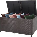 662l coffre de rangement 150x77x72cm en rotin pe, bote de rangement avec couvercle malle de rangement ...