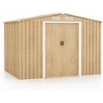 Abri de jardin naturel, cabane  outils de jardin en acier galvanis, portes verrouillables, toit en ...
