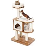 Goplus arbre � chat 117 cm en bois � 3 niveaux avec plateformes et niche - coussins confortables - poteaux ...