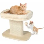 Goplus - arbre � chat 50 cm en bois recouvert peluche, poteaux en sisal, nid confortable, boule suspendue, ...