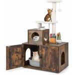 Goplus ? arbre � chat avec bac � liti�re cach� ? coussin moelleux ? griffoir en sisal ? dimensions 77, ...