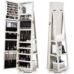 Armoire à bijoux avec miroir plein longueur, avec étagère de rangement&serrure, organisateur chambre ... Armoire à bijoux avec miroir plein longueur, avec étagère de rangement&serrure, organisateur chambre ...