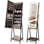 Armoire � bijoux - miroir pleine longueur - lumi�re led � 3 couleurs - �tag�re inf�rieure / tiroirs / ...