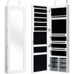 Armoire � bijoux mural avec miroir et lumi�re led, armoire de rangement mural, accroch�e � la porte avec ...